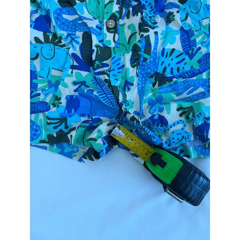 Cat & Jack Baby Boy 18M Blue Green Jungle Animal Shirt and Shorts Matching Set